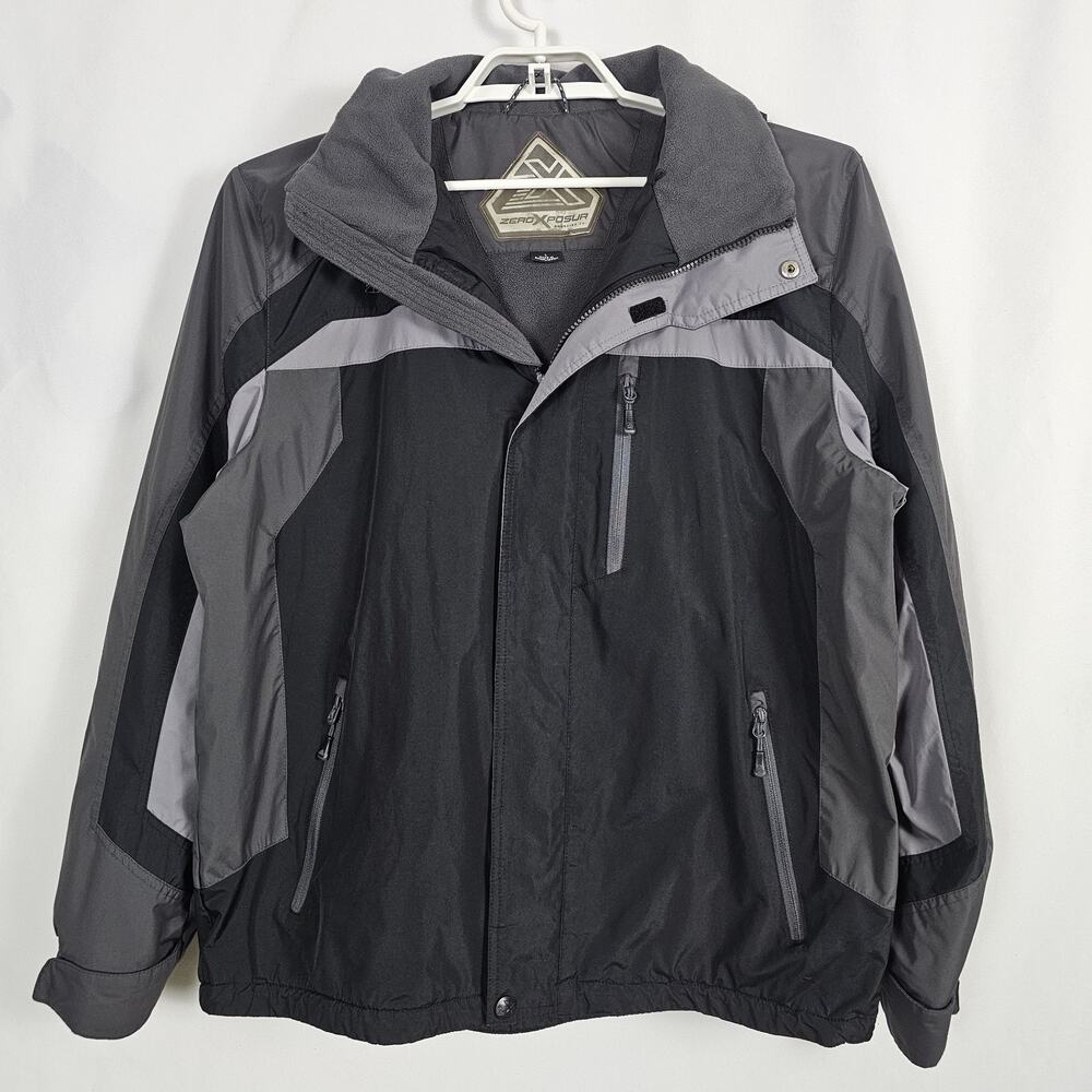 ZeroXposur Men Large Jacket Gray Black Colorblock Hooded Fleece Lined Ski Coat